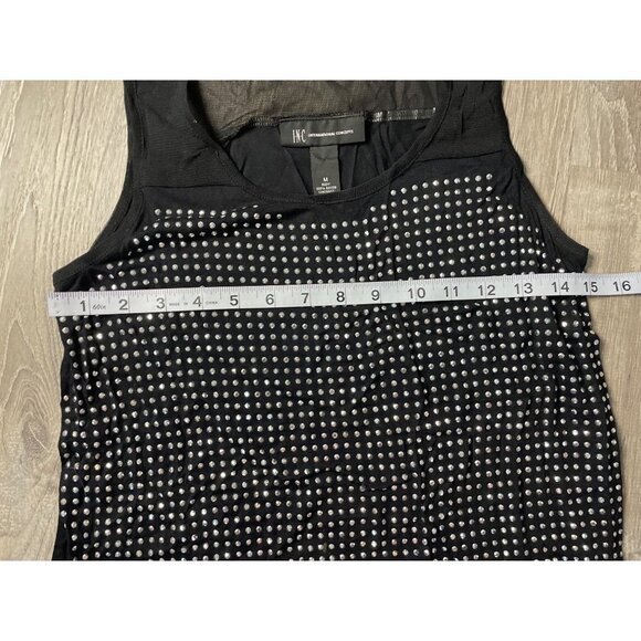 INC Black Sleeveless Sheer Back Sparkle Tunic Tank Blouse Sz M - Picture 8 of 11